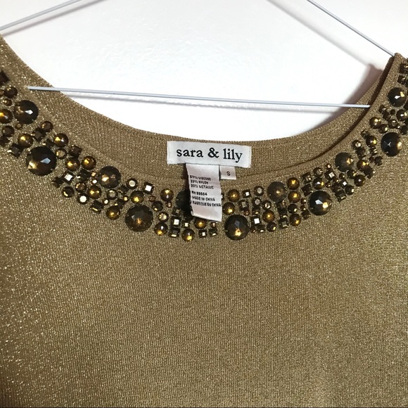 Gold Metallic Sara & Lily Top/Sweater - Picture 3 of 4